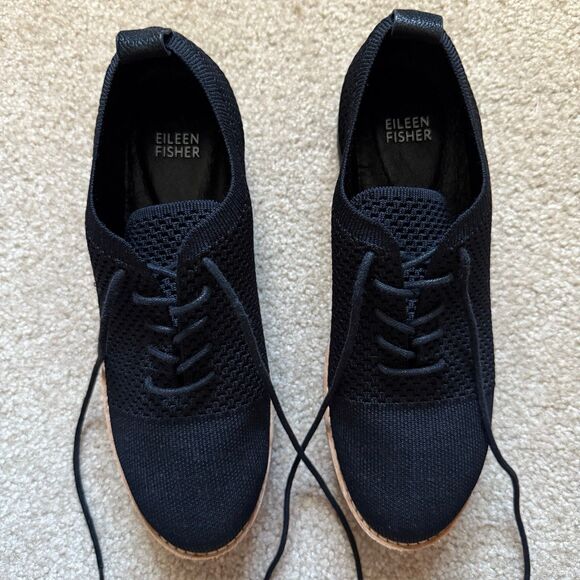 Eileen Fisher Eddy Recycled Stretch Knit Platform Oxford Shoes Size 7 LIKE NEW - Picture 5 of 12